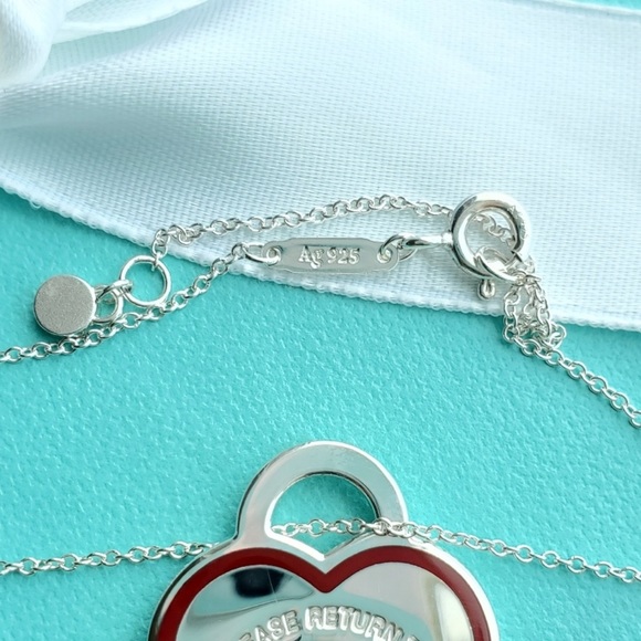 NWT Tiffany & Co RTT Red Border Heart Necklace - Picture 7 of 7